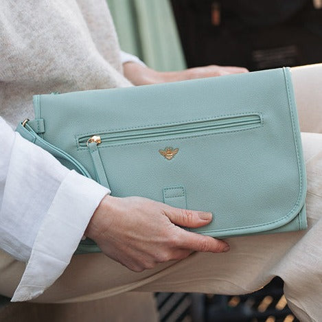 Vegan Leather Nappy Change Clutch Bag - Mint