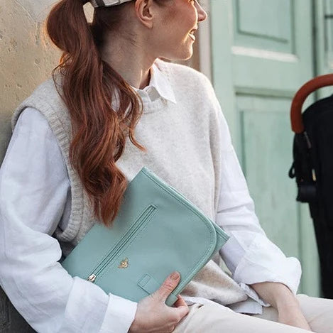 Vegan Leather Nappy Change Clutch Bag - Mint