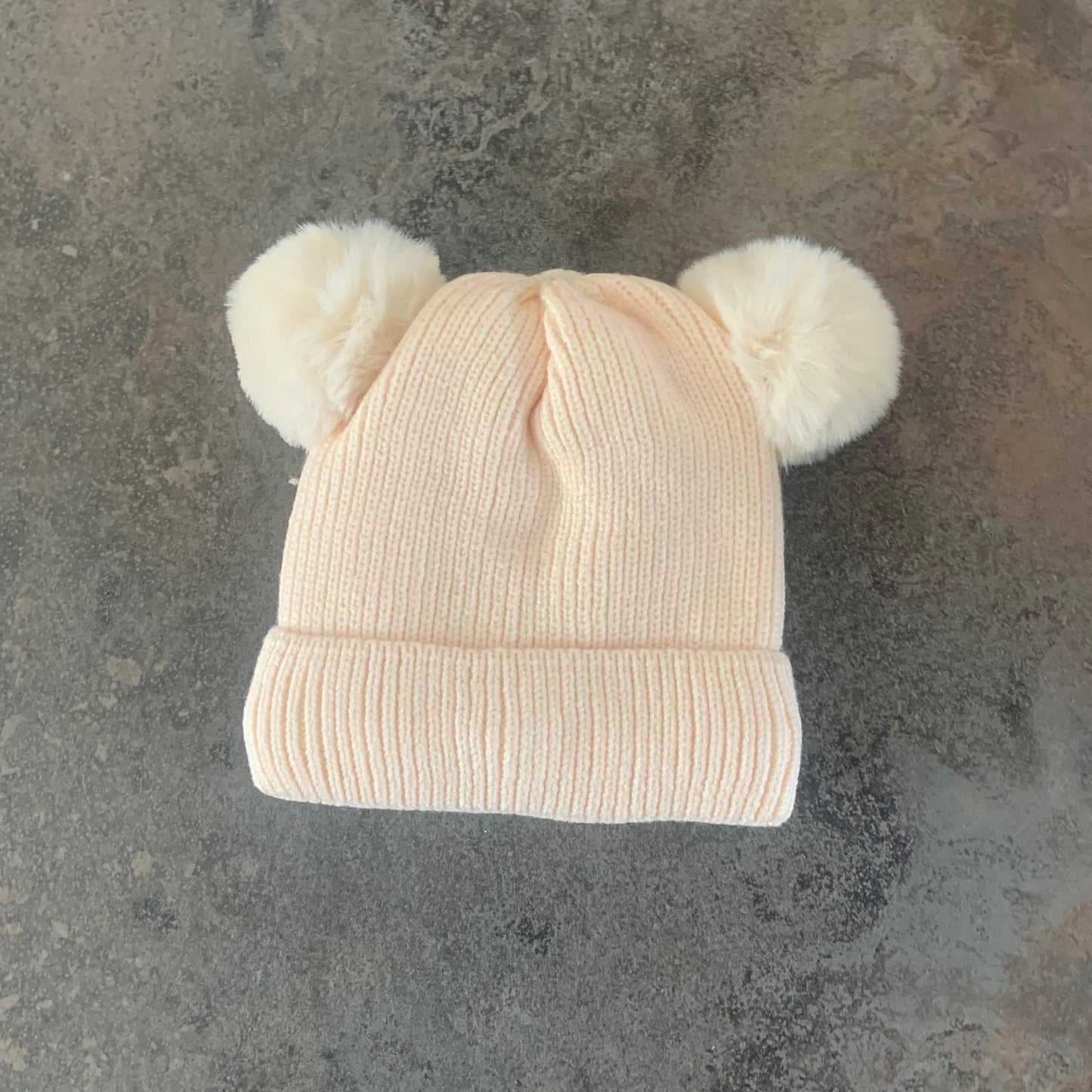 Double Faux Fur Pom Knitted Hat