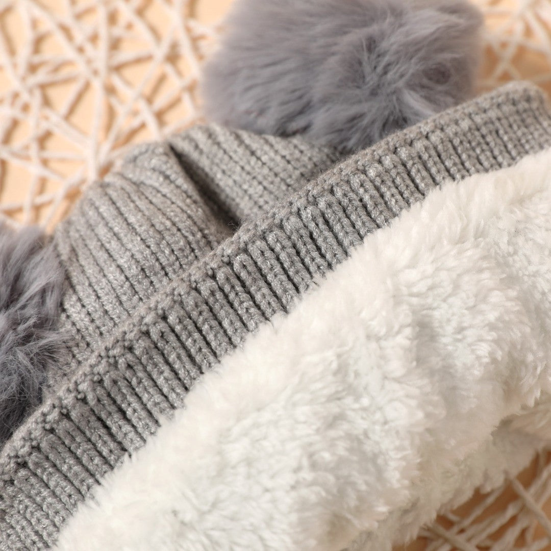 Double Faux Fur Pom Knitted Hat