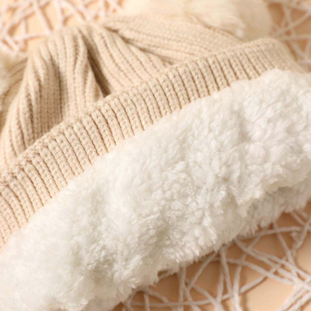 Double Faux Fur Pom Knitted Hat
