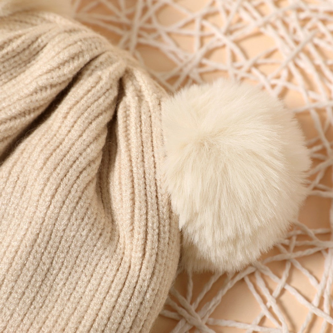 Double Faux Fur Pom Knitted Hat