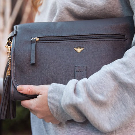 Vegan Leather Nappy Change Clutch Bag Smoke Grey