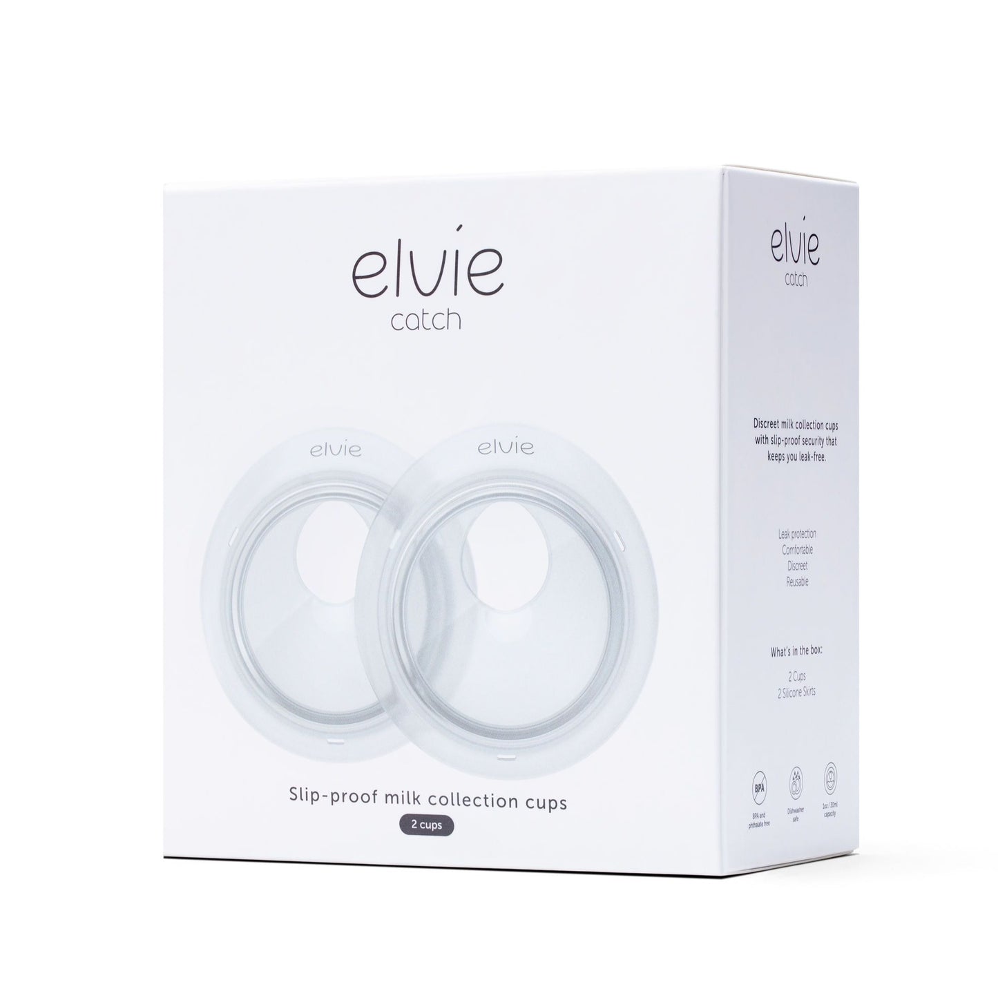 Elvie Catch Secure Milk Collection Cups - Set of 2 Discreet Spill-Preventing Silicone Cups - Lullaby Secret 