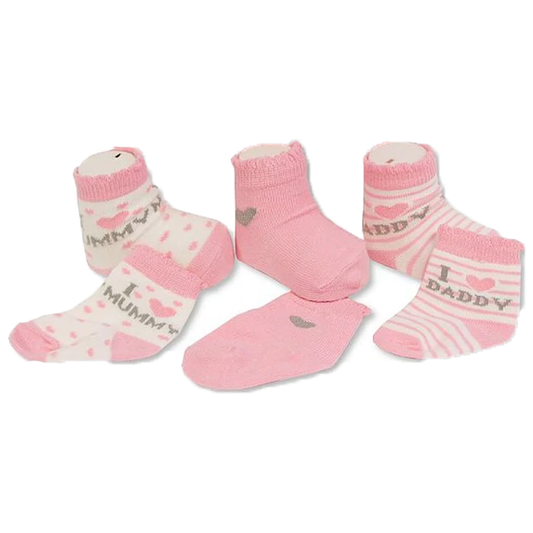 Baby Girls Socks 3-Pack - I Love Mummy/Daddy