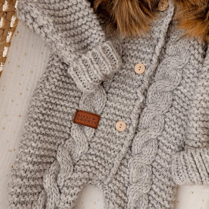 Alpaca Wool Pramsuit with Detachable Faux Fur Collar