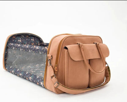 Baby Travel Crib Changing Bag - Vegan Leather Porcini - Pod®