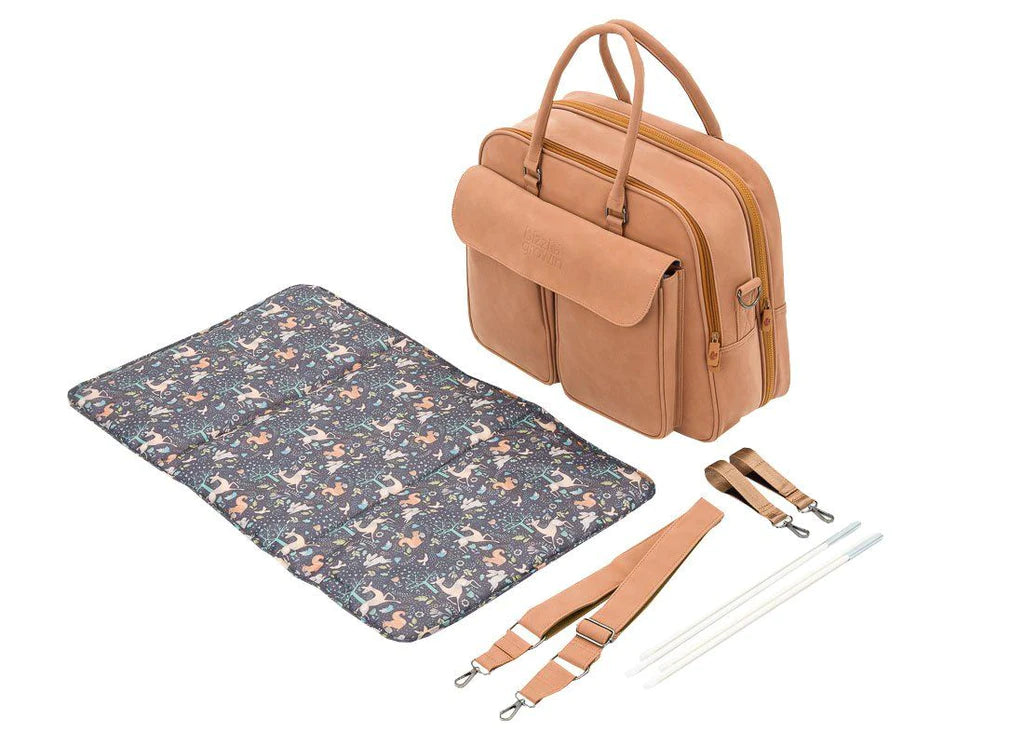Baby Travel Crib Changing Bag Vegan Leather Porcini Pod Lullaby Secret