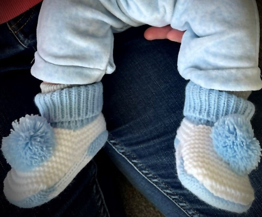 Baby Boy Blue Bobble Knitted Footwear