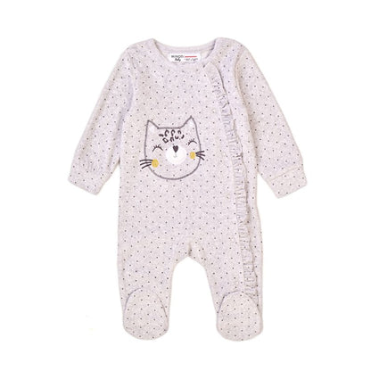 Polka Dot Velour Sleepsuit