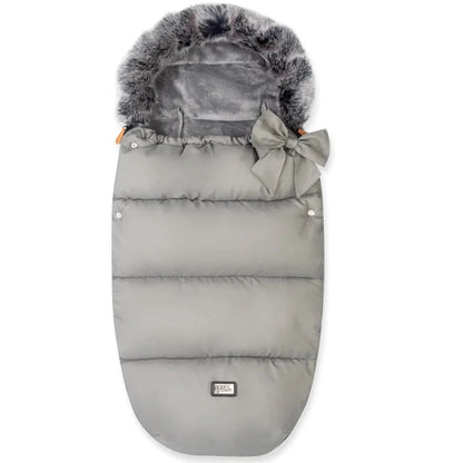 Faux Fur Collar Footmuff - Tornado Grey