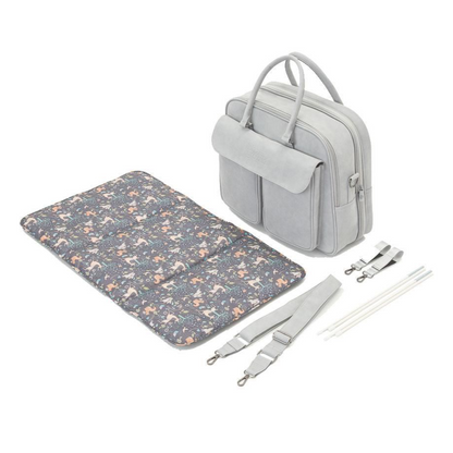 Baby Travel Crib Changing Bag - Vegan Leather Whisper Grey - Pod®