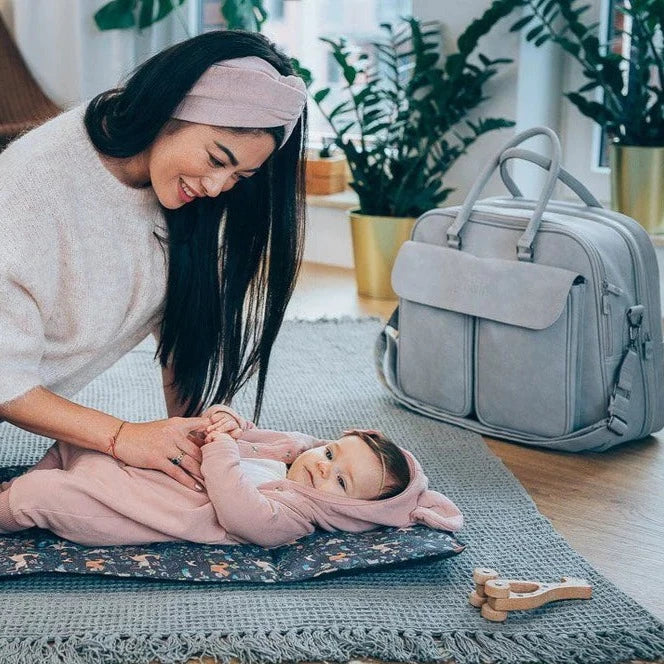 Baby Travel Crib Changing Bag - Vegan Leather Whisper Grey - Pod®