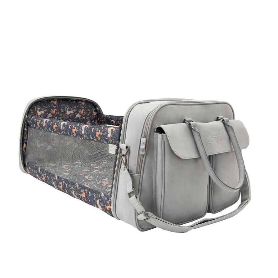 Baby Travel Crib Changing Bag - Vegan Leather Whisper Grey - Pod®