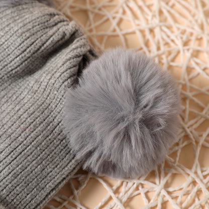 Double Faux Fur Pom Knitted Hat