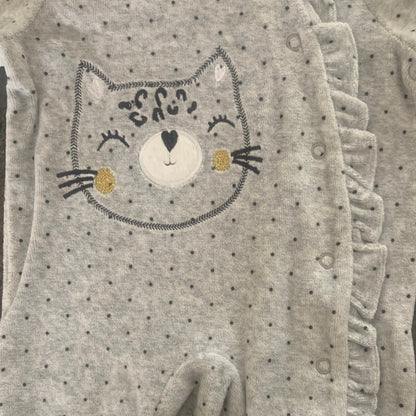 Polka Dot Velour Sleepsuit