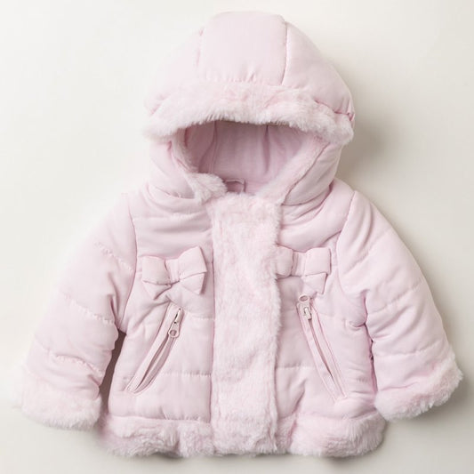 Baby Girls Pink Cotton Lined Quilted Coat