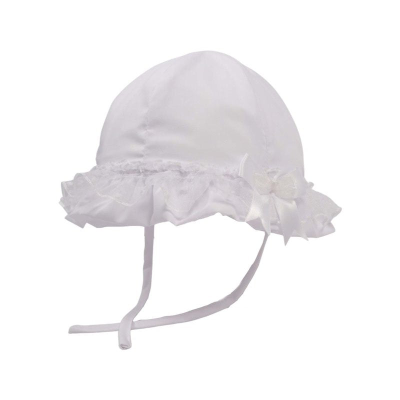 White Lace Summer Hat with Bow (0-24 Months)