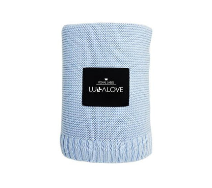 Bamboo baby blanket - Baby blue - classic knit