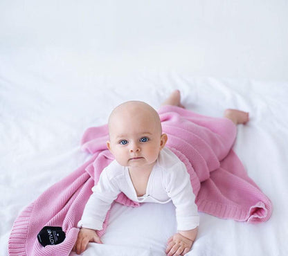 Bamboo baby blanket - Candy pink - Classic knit