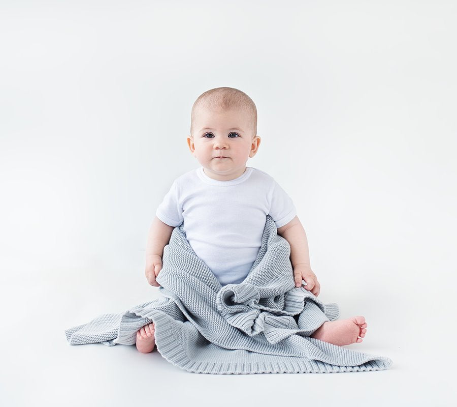 Bamboo baby blanket - Grey - Classic knit