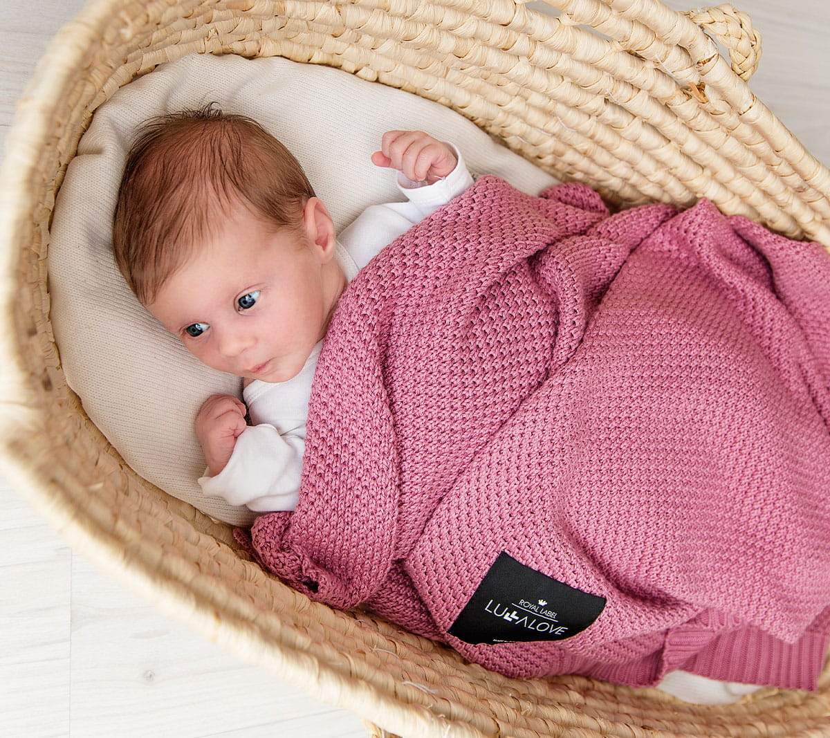 Bamboo baby blanket - Peony pink - Macaroon knit