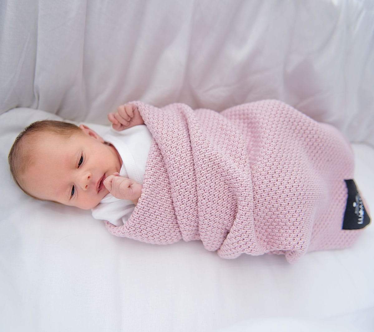 Bamboo baby blanket - Powder pink - Macaroon knit