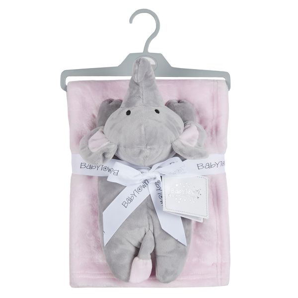 Pink Elephant Toy & Blanket Set
