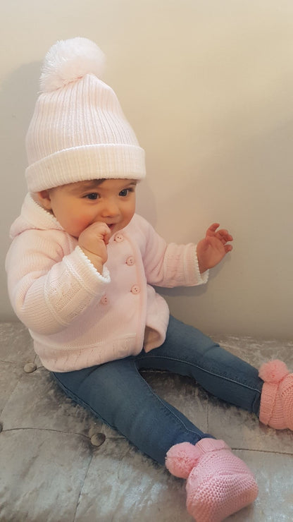 Pink Cable Knit Baby Cardigan Jacket