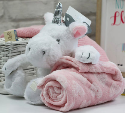 Baby Unicorn Toy & Embossed Blanket Gift Set