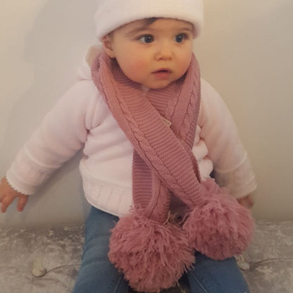 Baby Girls Cable Knit Bobble Scarf