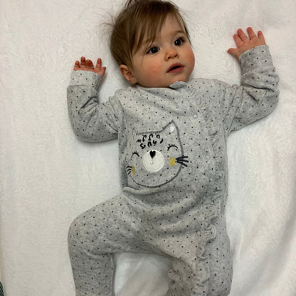 Polka Dot Velour Sleepsuit