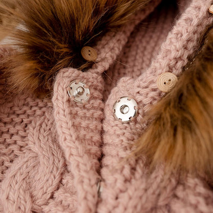Alpaca Wool Pramsuit with Detachable Faux Fur Collar